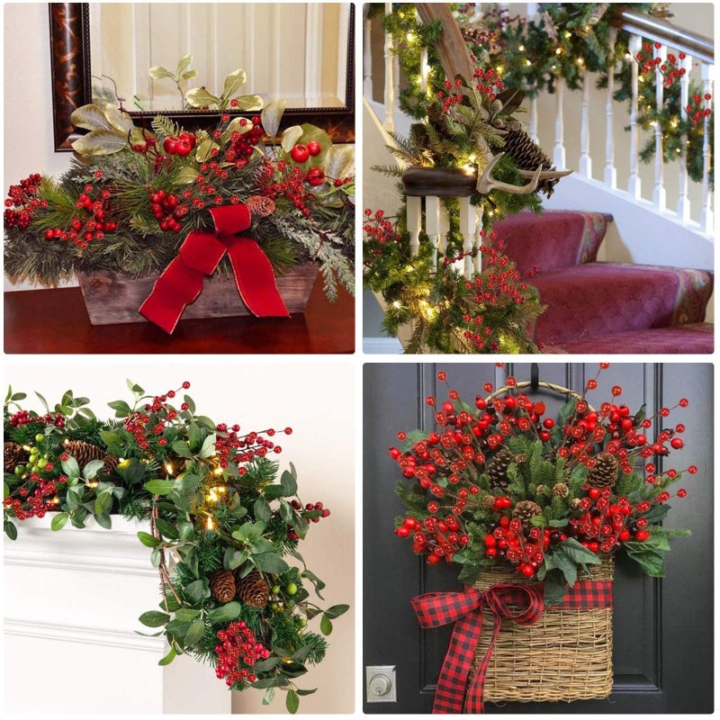 Trimgrace 12 Pack 14" Christmas Ornament Artificial Red Berry Stems Fake Holly Berry Picks for New Year Holiday Christmas Tree Vase DIY Wreath Crafts Home Decor - Image 4